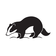 Badger Digging Hole In Ground Silhouette