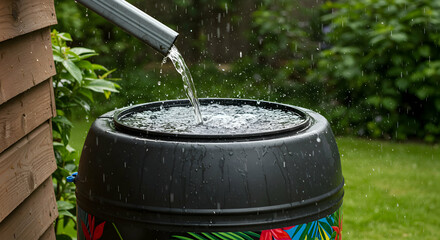 Rainwater collection in garden