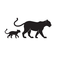 Cheetah Cub Following Protective Mother Silhouette