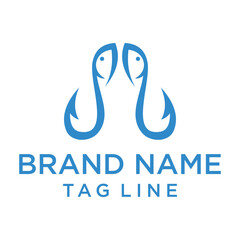 Abstract blue logo featuring two stylized fishing hooks facing each other. Modern and minimalist design suggesting fishing, sport, or connection.