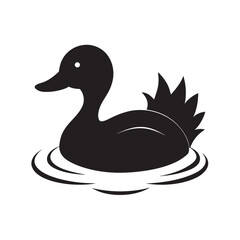 Duck Swimming Peacefully In Pond Silhouette