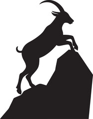 Mountain Goat Climbing Steep Rock Silhouette
