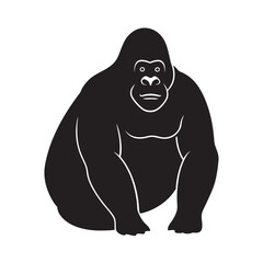 Gentle Gorilla Sitting Quietly Silhouette