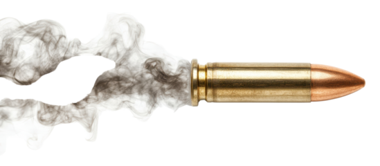 Metal Bullet with Smoke Trail Ammunition for Fire Isolated on white transparent background