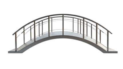 Metal Modern arch bridge Isolated on white transparent background