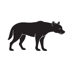 Hyena Stalking Prey In Grass Silhouette