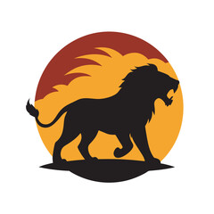 Lion Roaring In African Wild Silhouette