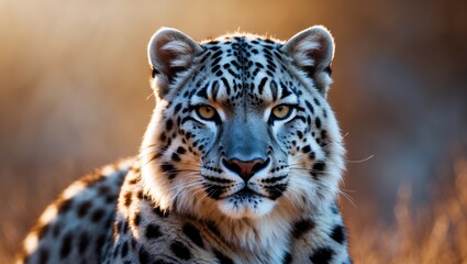 Stunning light on a snow leopard portrait