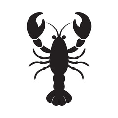 Lobster With Claws Raised High Silhouette