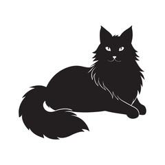 Maine Coon Cat Lounging Silhouette