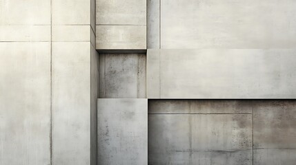 Abstract geometric design of light gray concrete panels.