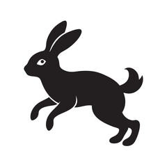Rabbit Hopping Through Grass Silhouette