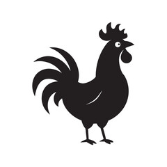 Rooster Crowing In Morning Light Silhouette
