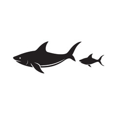 Shark Swimming Like A Hunter Silhouette