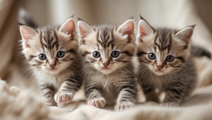 Kittens that are three months old are frolicking.