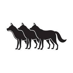 Wolves Standing Together In Pack Silhouette