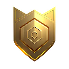 Luxurious Golden Shield Emblem, 3D Render