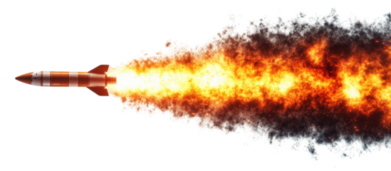 Take of space rocket launch png Isolated on white transparent background