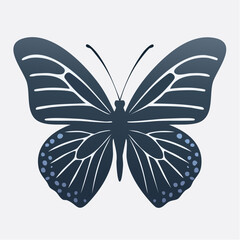Fototapeta premium Flat 2D Silhouette of Butterfly with Spread Wings — Minimalist Vector