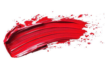 Vibrant red paint stroke texture artistic brushstroke design element graphic resource illustration isolated on transparent background