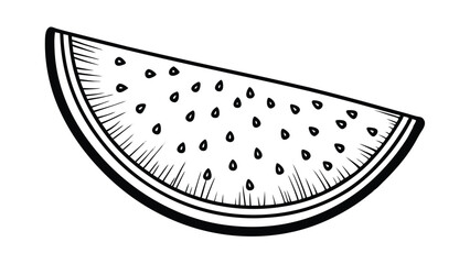 Silhouette of a slice of watermelon with visible seeds