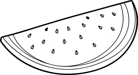 Silhouette of a slice of watermelon with visible seeds