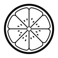 Citrus fruit half slice vector icon design illustration simple style. Black and white outline logo symbol for diet, health, nutrition.
