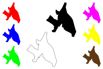 Suryapet city (Republic of India, State of Telangana) map vector illustration, scribble sketch Suryapeta map