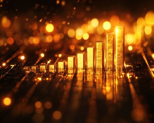 Abstract Golden Bar Chart Showing Business Growth and Success growth success business golden finance
