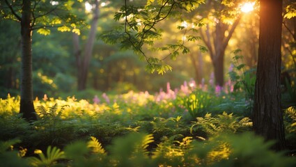 Obraz premium Photo of Forest Background with Afternoon Light