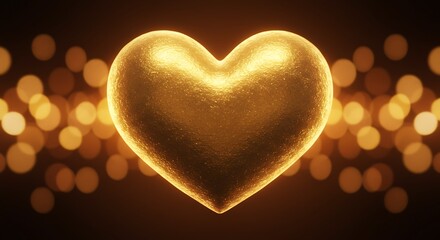 Golden Heart Illuminated Symbol of Love and Warmth in a Bokeh Light Display