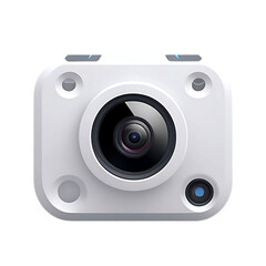 Modern White Action Camera with a High-Quality Lens