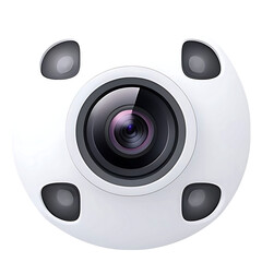 Modern White 360 Degree Camera with Advanced Lens