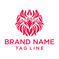 Abstract red logo featuring a stylized eagle head with intricate feather details. Modern and powerful design suitable for security, sports, or brands seeking a strong, iconic symbol.