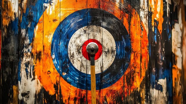 An ideal shot: axe perfectly striking the target&rsquo;s center.