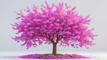 Obraz premium White background featuring an isolated purple cherry tree