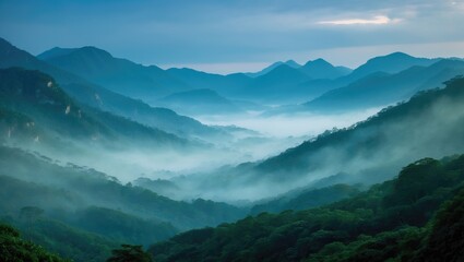 Fototapeta premium Landscape image featuring green mountain ranges