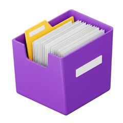 Folder box with documents illustration on transparent background