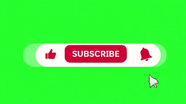Pop up YouTube subscribe like bell icon button clicked animation motion graphic with chroma green screen clip template.