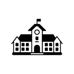 Traditional Famous European School silhouette.   Historic Schoolhouse Silhouette , simple Old Style Educational Building Vector Art
