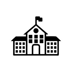 School Silhouette Icon – Vintage Education Institution Illustration