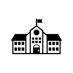 School Silhouette Icon – Vintage Education Institution Illustration