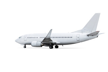 White modern passenger airliner isolated