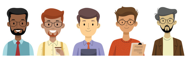 Set of male vector characters with business theme