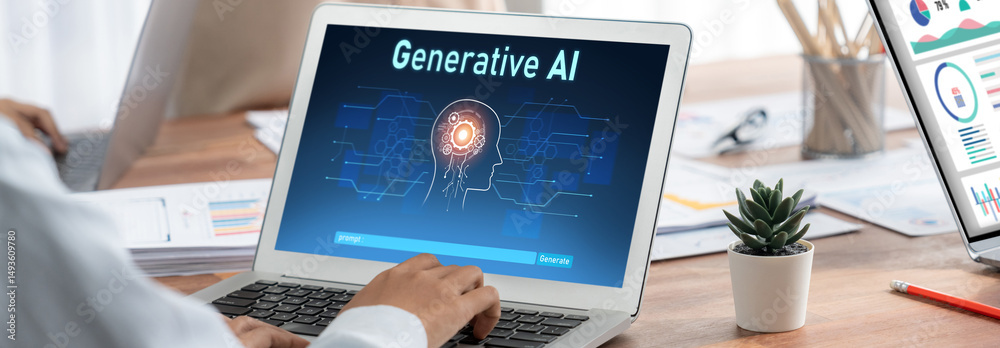 Aufkleber Generative AI virtual assistant tools for prompt engineer and user for ease of engage artificial intelligence AI technology help people to work with generative AI functions by prompting the AI brisk