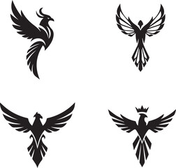 Four Unique Futuristic Bird Logos for Premium Branding. 
