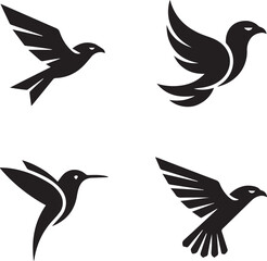 Four Distinctive Futuristic Bird Logo Concepts. 