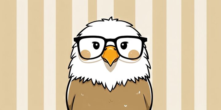 Cute little bald eagle, with a pair of glasses, fatter