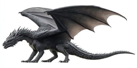 Fototapeta premium full body photo of flying black dragon