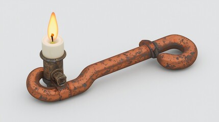 Isolated 3D render of candle lighter with flexible neck and ignition switch laid flat on white background